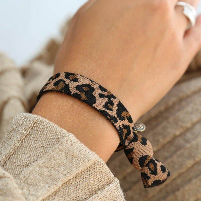 Brazalete geweven luipaard bruin