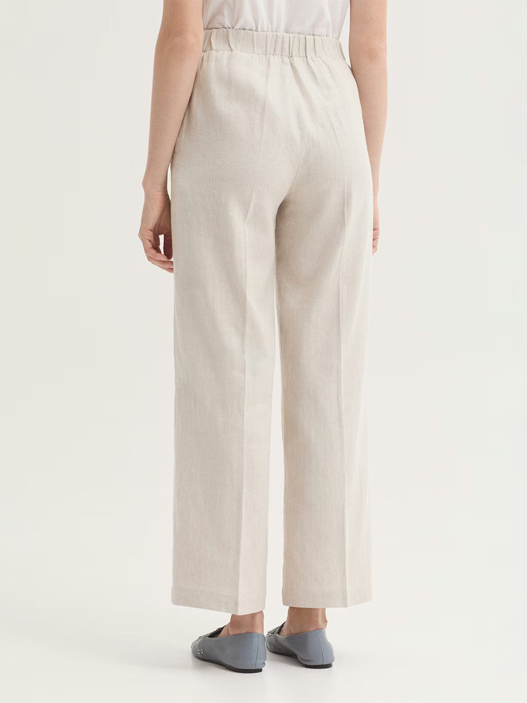 Pantalón Lino Algodon Jacquard Espiga