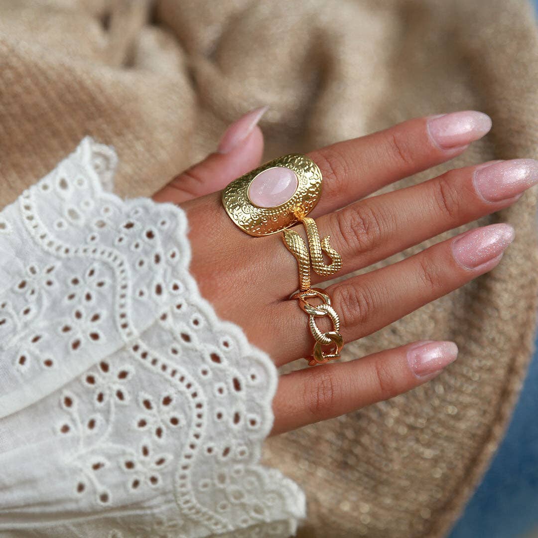 Anillo, cadena real, oro