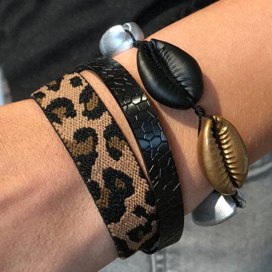Brazalete geweven luipaard bruin
