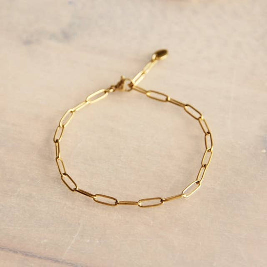 Pulsera de acero inoxidable con cadena D - Oro