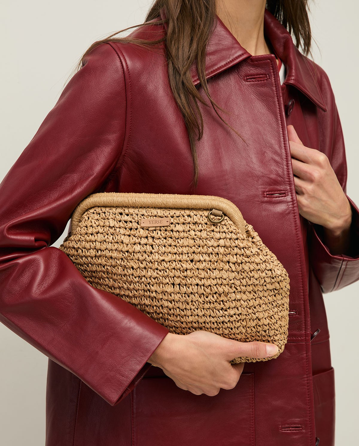 Bolso Rafia y Piel Mango