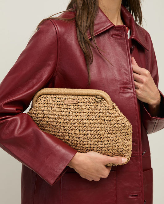 Bolso Rafia y Piel Mango