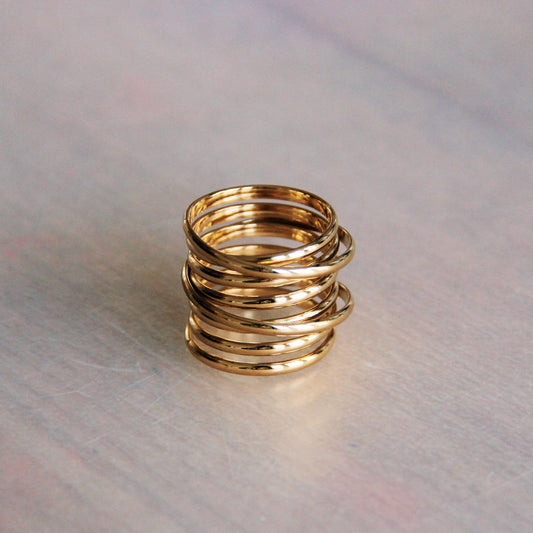Anillo XL multicapa de acero inoxidable — dorado