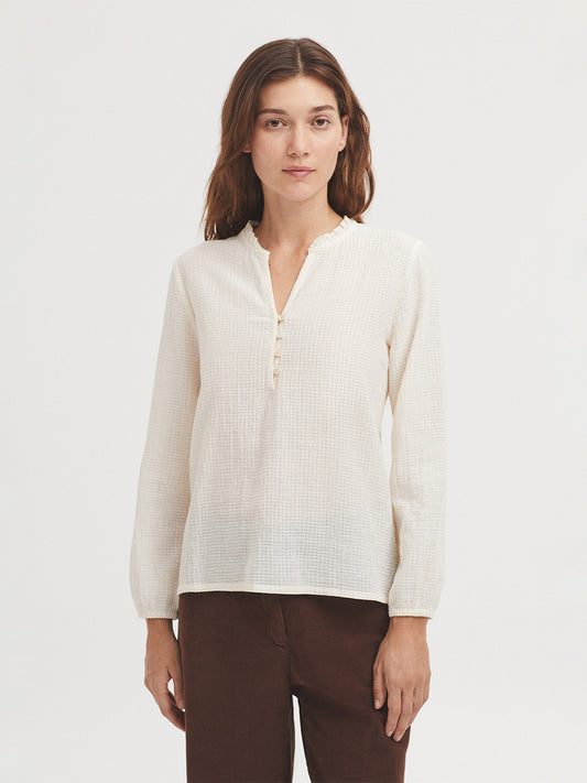 BLUSA ALGODÓN CUELLO VOLANTE