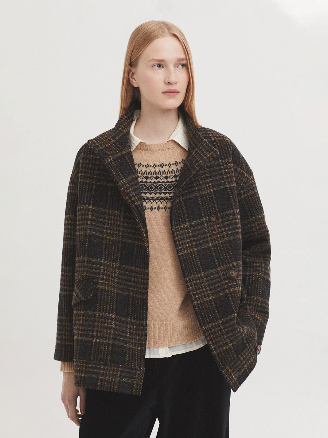 CHAQUETÓN DE CUADROS MEZCLA LANA