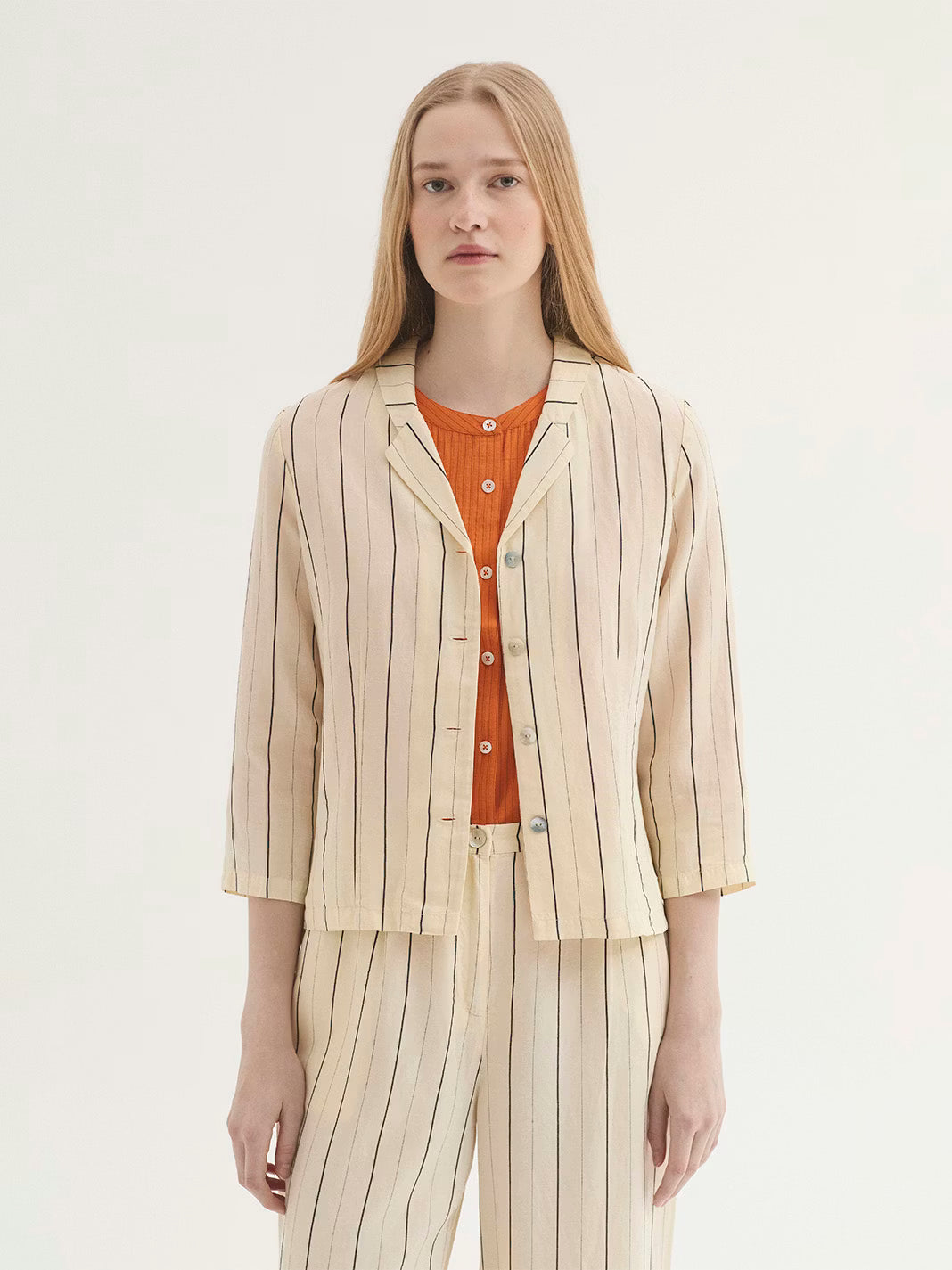 Chaqueta Rayas De Tencel Sobretinadas