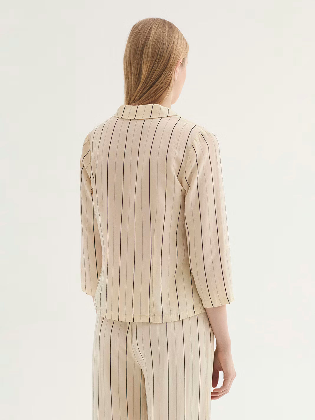 Chaqueta Rayas De Tencel Sobretinadas
