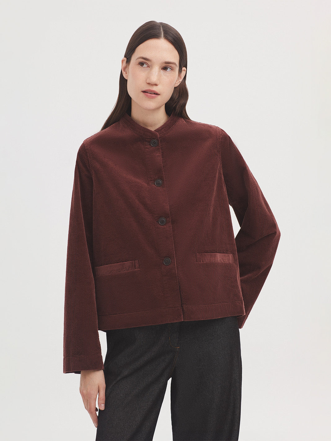 CHAQUETA DE PANA CUELLO MAO