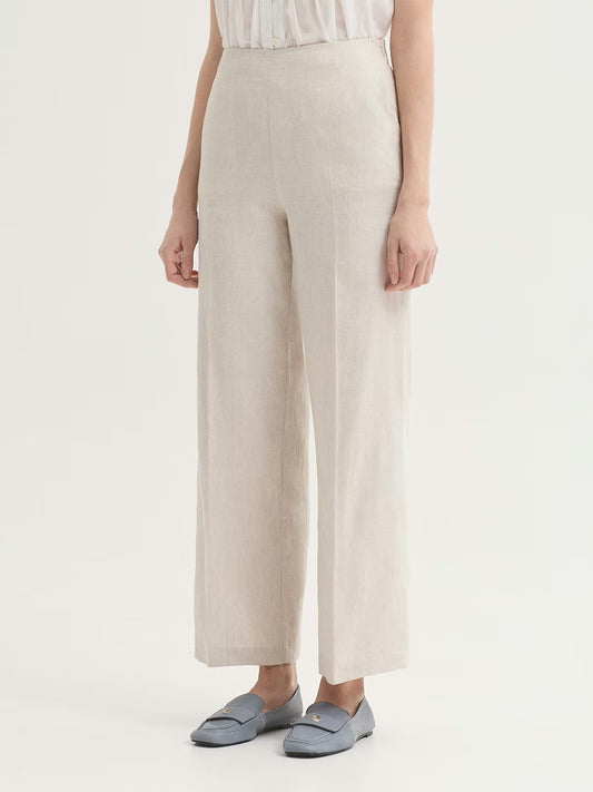 Pantalón Lino Algodon Jacquard Espiga