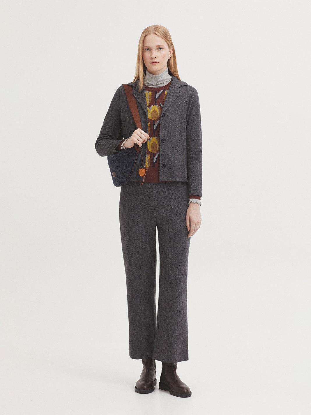 PANTALÓN JACQUARD ESPIGA DE CIRCULAR