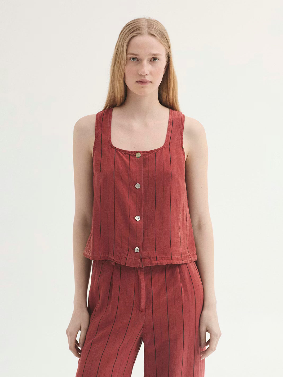 Top Rayas de Tencel Sobretintada